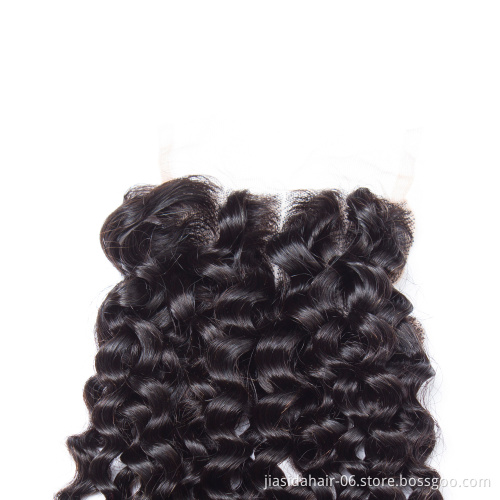 4x4 Natural Pre Plucked Brazilian Curly Wavy Human Hair Lace Closure Free Part Human Hair Lace Top Closure